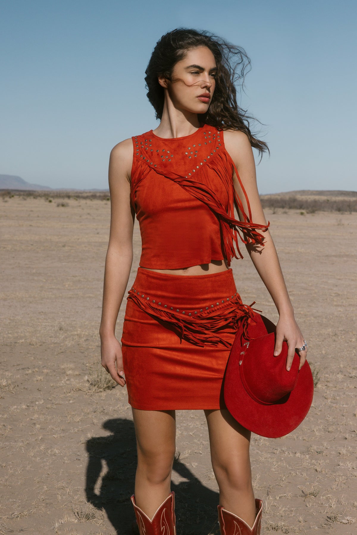 Women Wylie Studded Fringe Faux Suede Sleeveless Shirt | Idyllwind