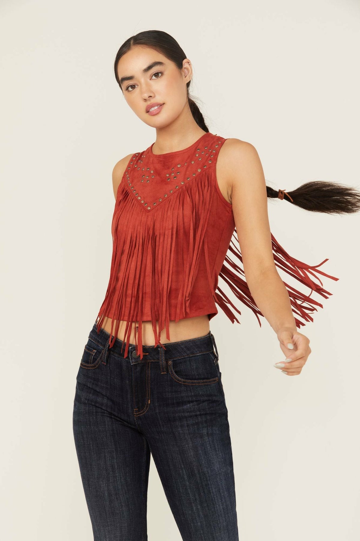 Women Wylie Studded Fringe Faux Suede Sleeveless Shirt | Idyllwind