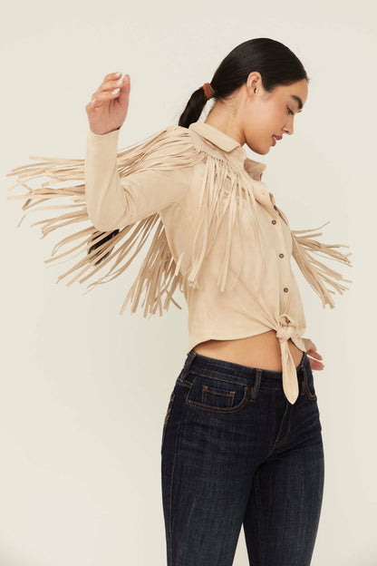 Women Fringe Embroidered Long Sleeve Button-Down Western Shirt | Idyllwind