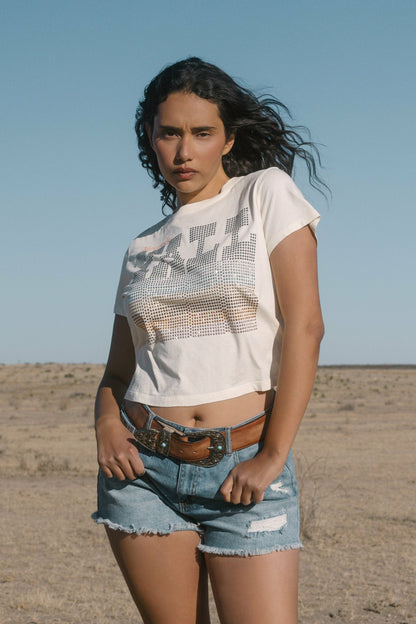 Women Y'all Embellished Short Sleeve Cropped Graphic Tee | Idyllwind