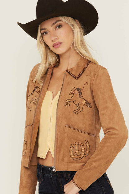 Women Kileen Embroidered Faux Suede Jacket | Idyllwind