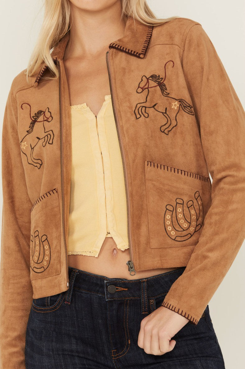 Women Kileen Embroidered Faux Suede Jacket | Idyllwind