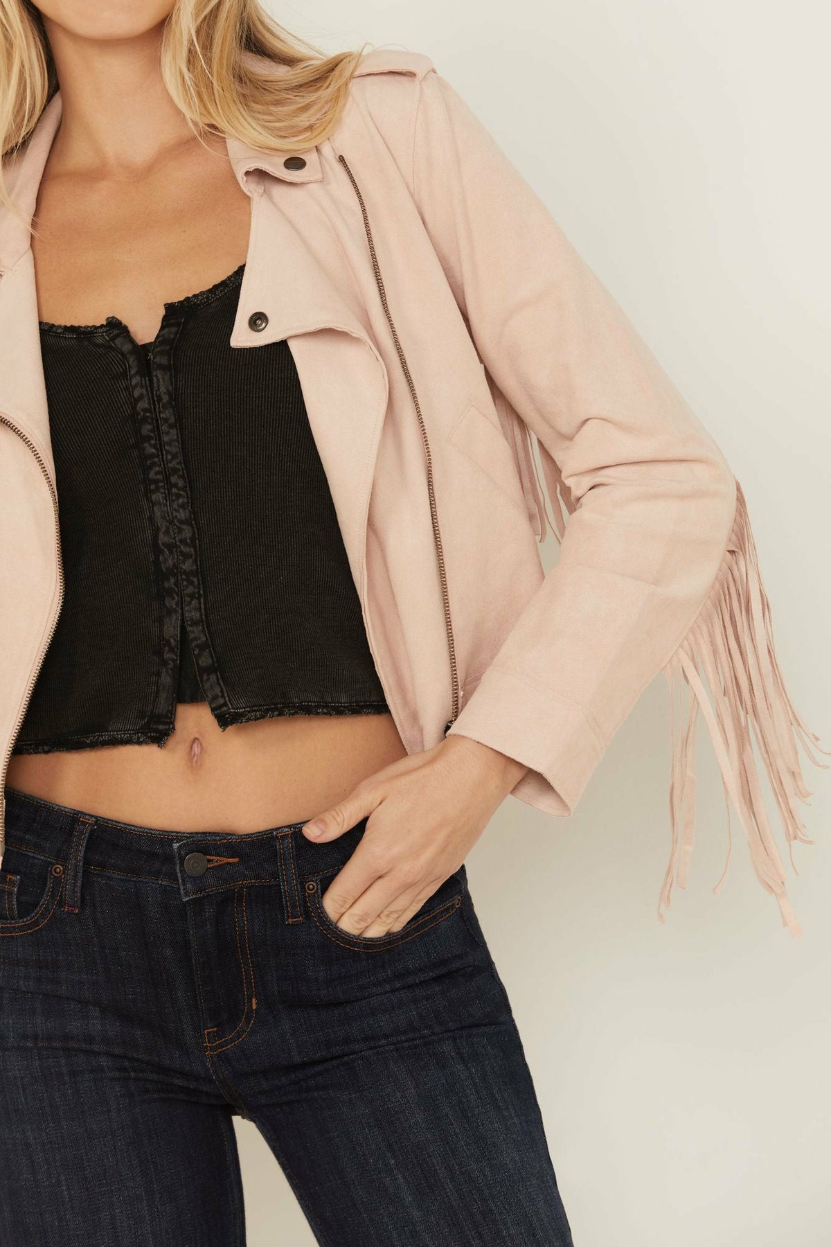 Women Odessa Faux Suede Fringe Moto Jacket | Idyllwind