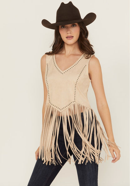 Women Monticello Fringe Faux Suede Studded Tank | Idyllwind