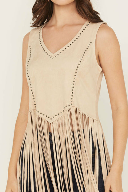 Women Monticello Fringe Faux Suede Studded Tank | Idyllwind