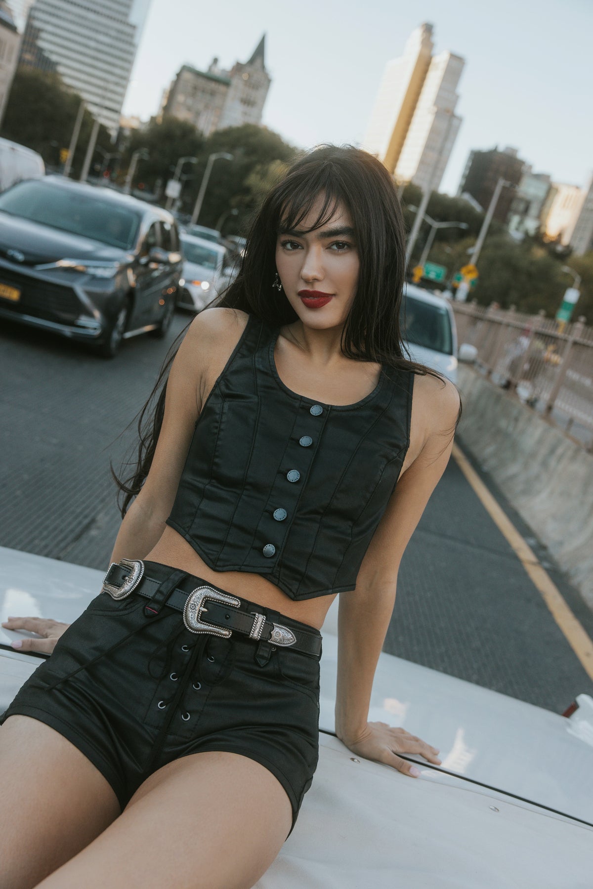 Women Coated Bustier Button-Down Vest | Idyllwind