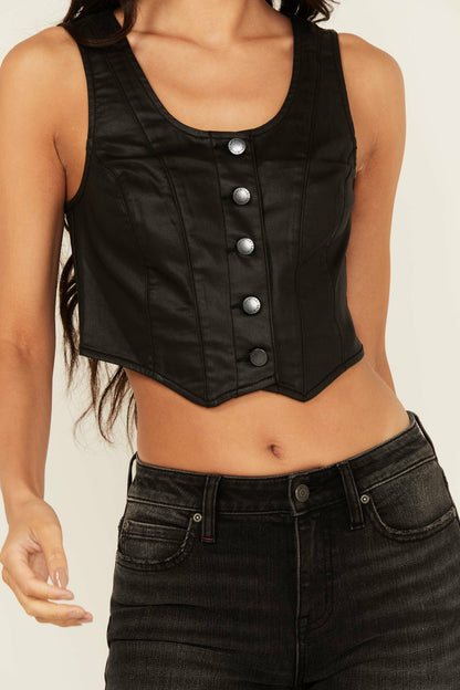 Women Coated Bustier Button-Down Vest | Idyllwind