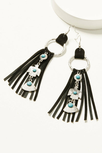 Women Garland Thunderbird Leather Fringe Earrings | Idyllwind