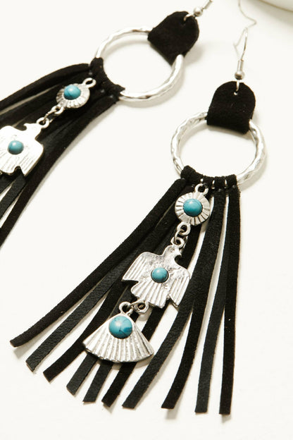Women Garland Thunderbird Leather Fringe Earrings | Idyllwind