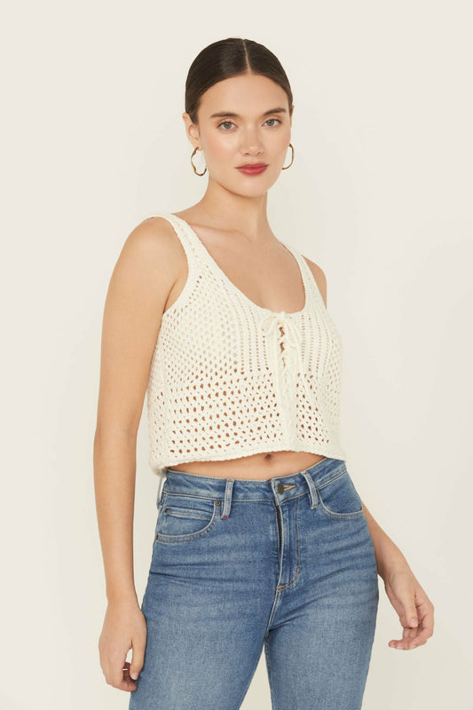 Women Rockwall Open Weave Cropped Sweater Tank | Idyllwind