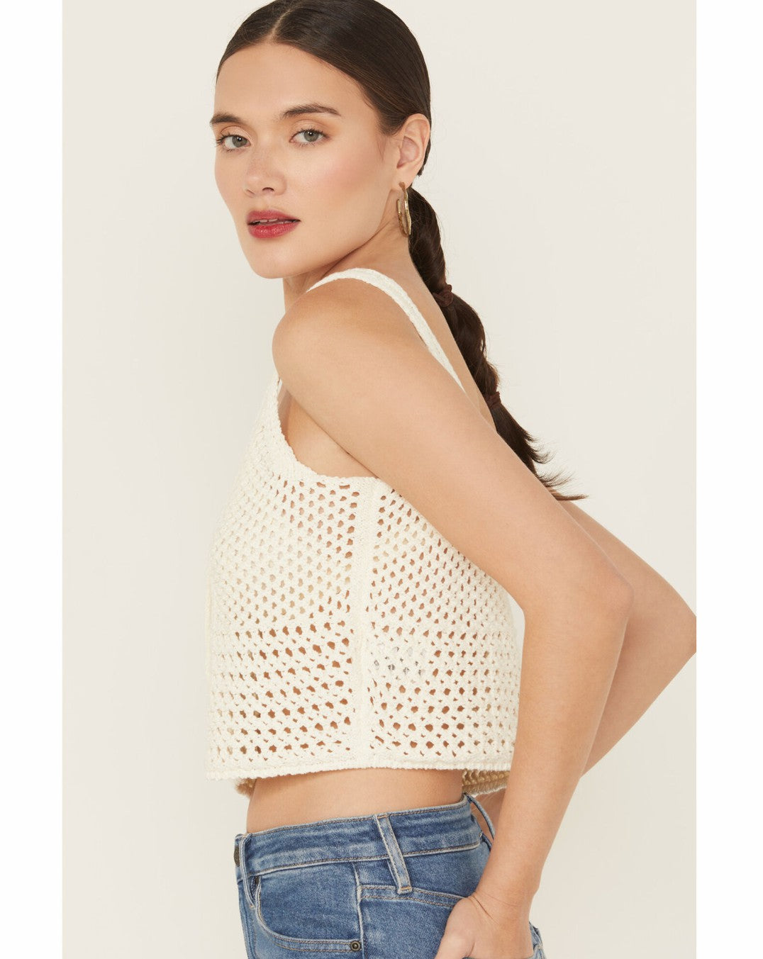 Women Rockwall Open Weave Cropped Sweater Tank | Idyllwind