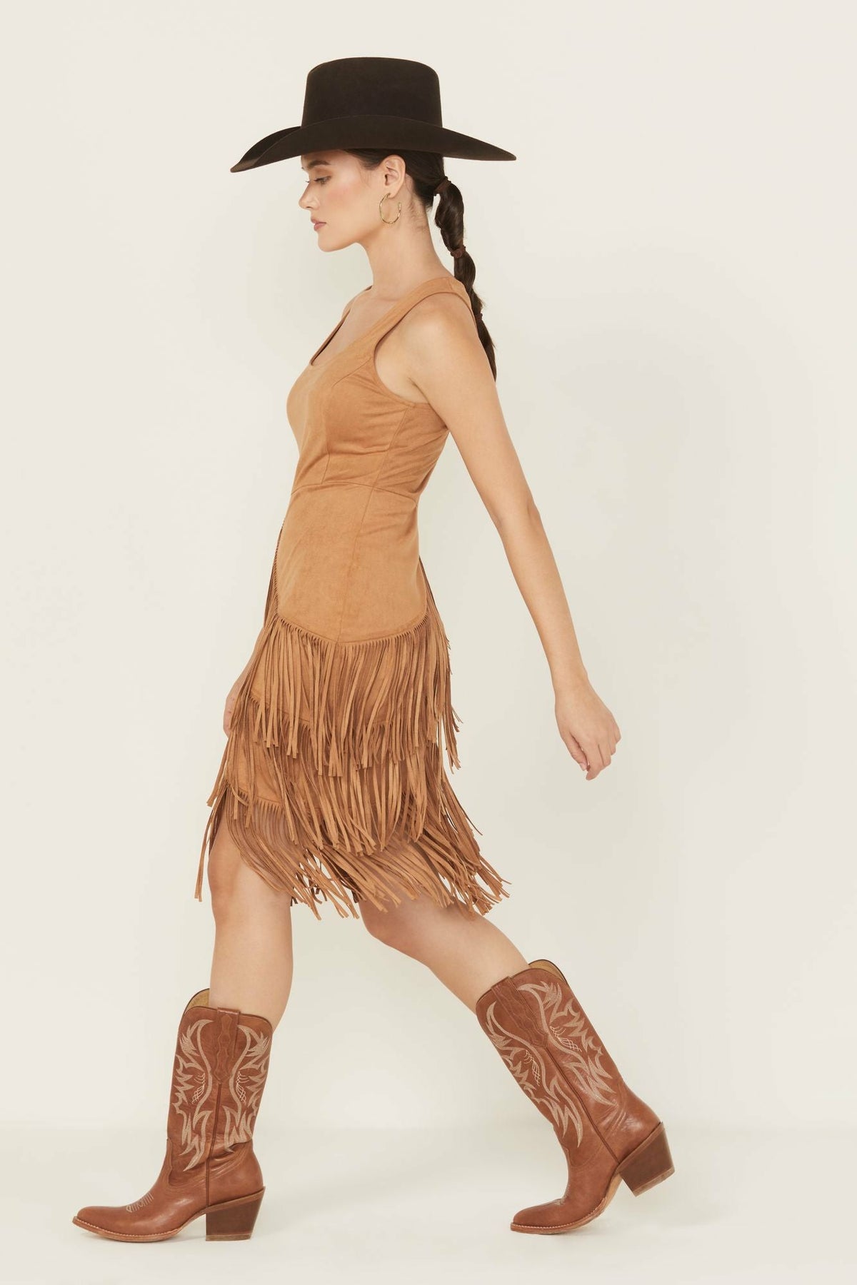 Women Tina Faux Suede Fringe Mini Dress | Idyllwind