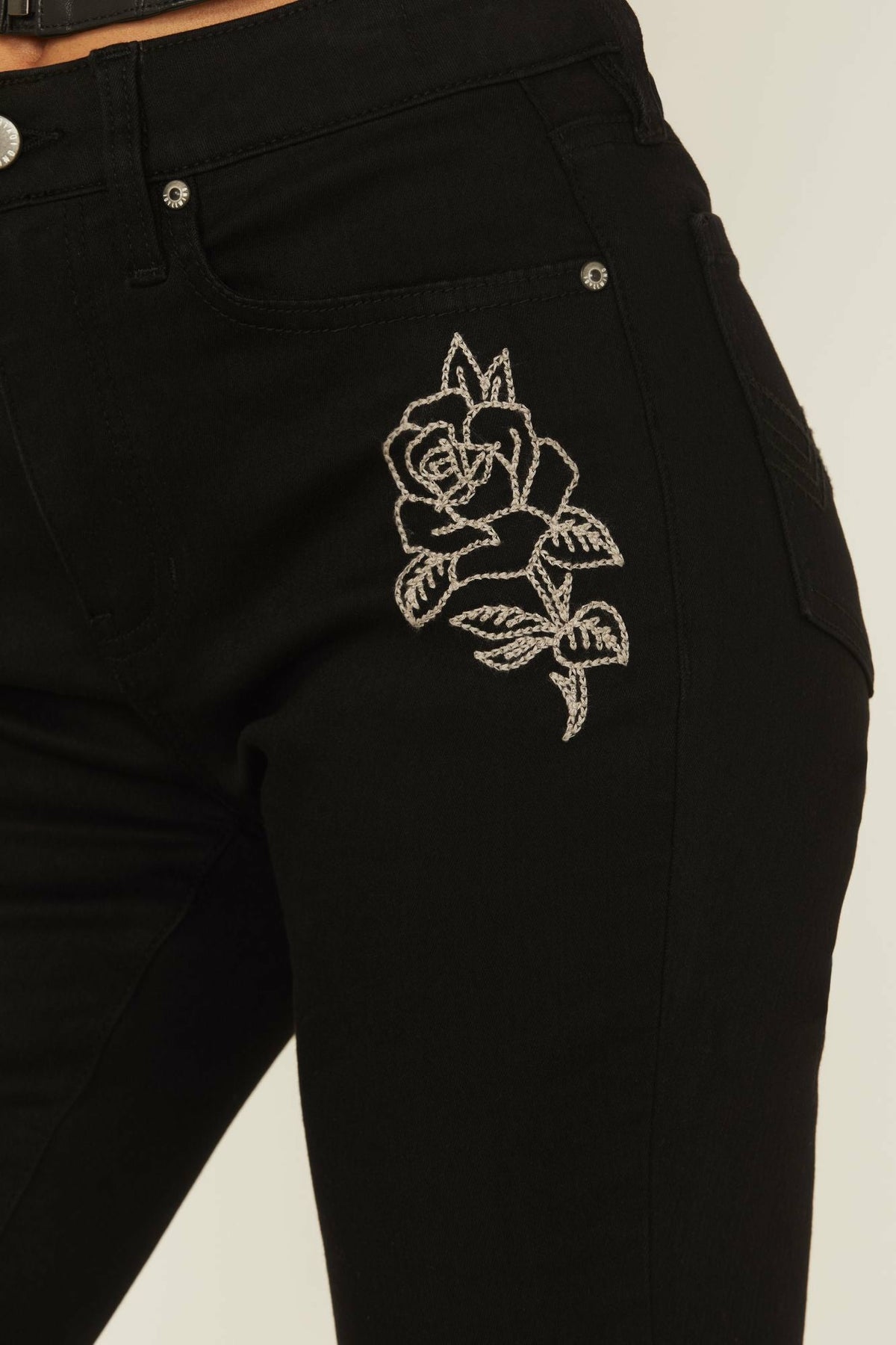 Women Outlaw High Rise Flare Embroidered Super Stretch Denim Jeans | Idyllwind