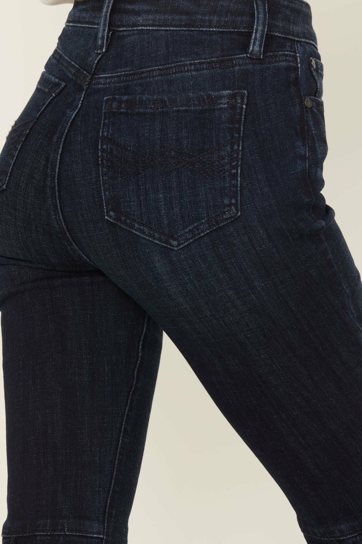 Women Allessio Dark Wash High Rise Fringe Bootcut Super Stretch Denim Jeans | Idyllwind