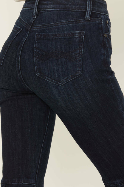 Women Allessio Dark Wash High Rise Fringe Bootcut Super Stretch Denim Jeans | Idyllwind