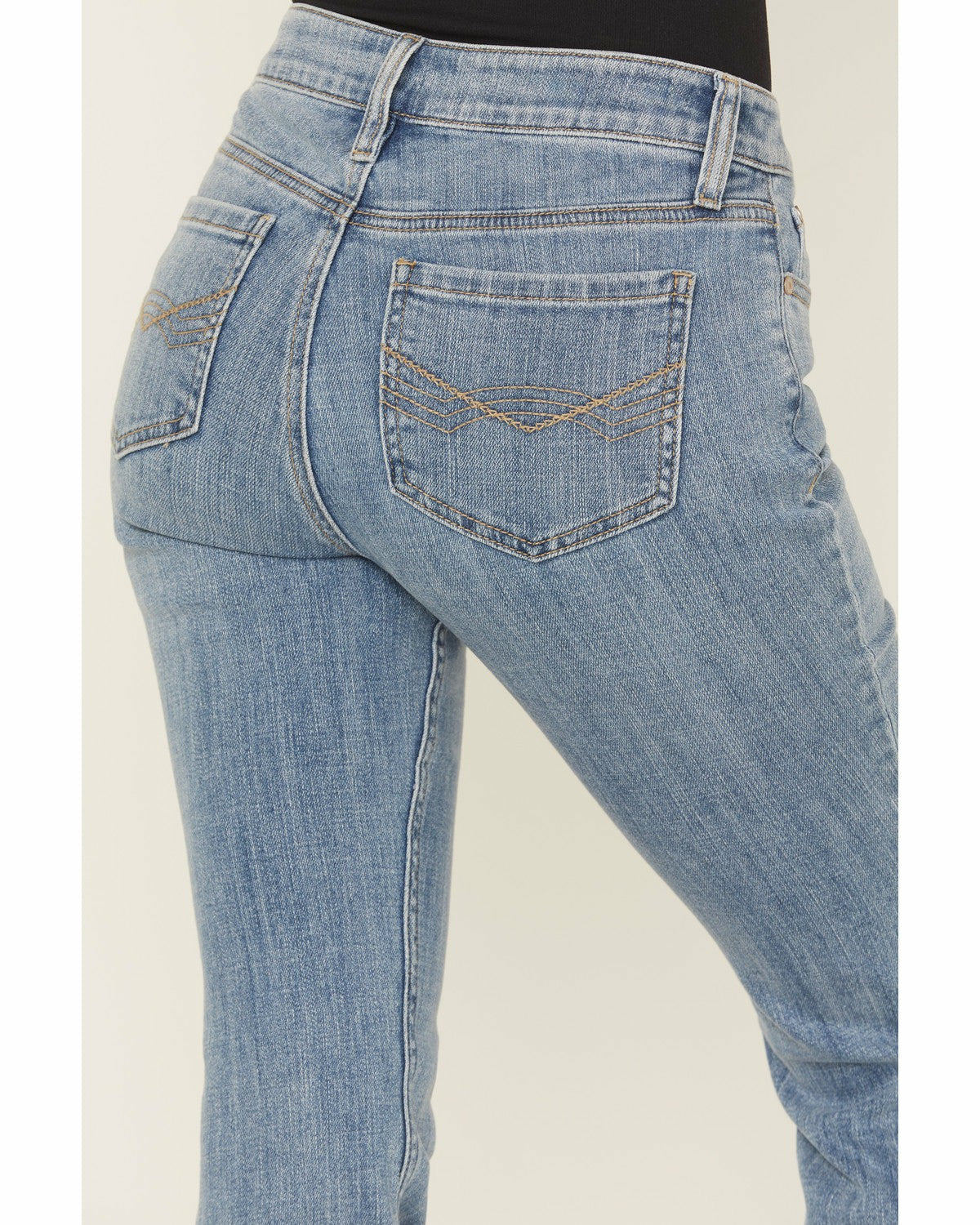 Women Hawkins Light Wash Rebel Mid Rise Boot Stitch Bootcut Super Stretch Denim Jeans | Idyllwind
