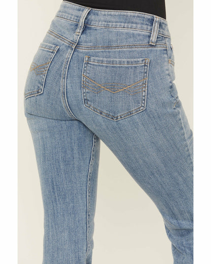 Women Hawkins Light Wash Rebel Mid Rise Boot Stitch Bootcut Super Stretch Denim Jeans | Idyllwind