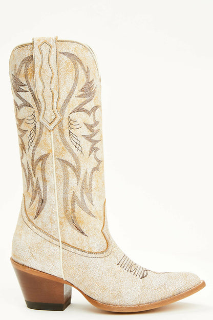 Women Charmed Life Crackle White Leather Western Boots - Round Toe | Idyllwind