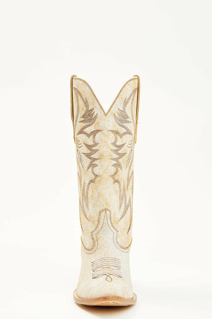 Women Charmed Life Crackle White Leather Western Boots - Round Toe | Idyllwind