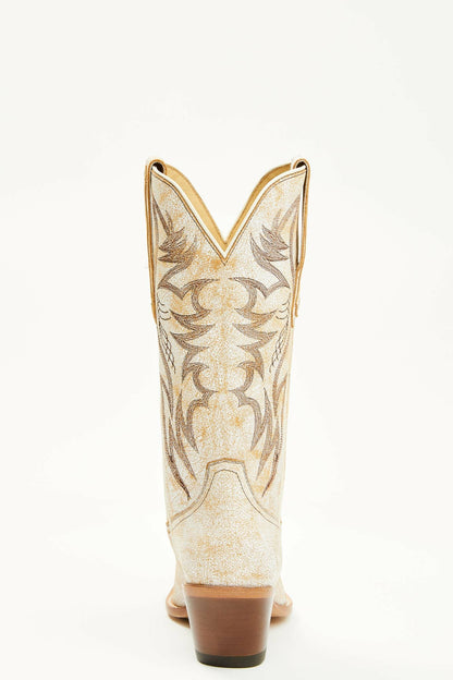 Women Charmed Life Crackle White Leather Western Boots - Round Toe | Idyllwind