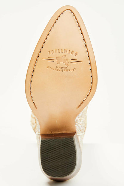 Women Charmed Life Crackle White Leather Western Boots - Round Toe | Idyllwind