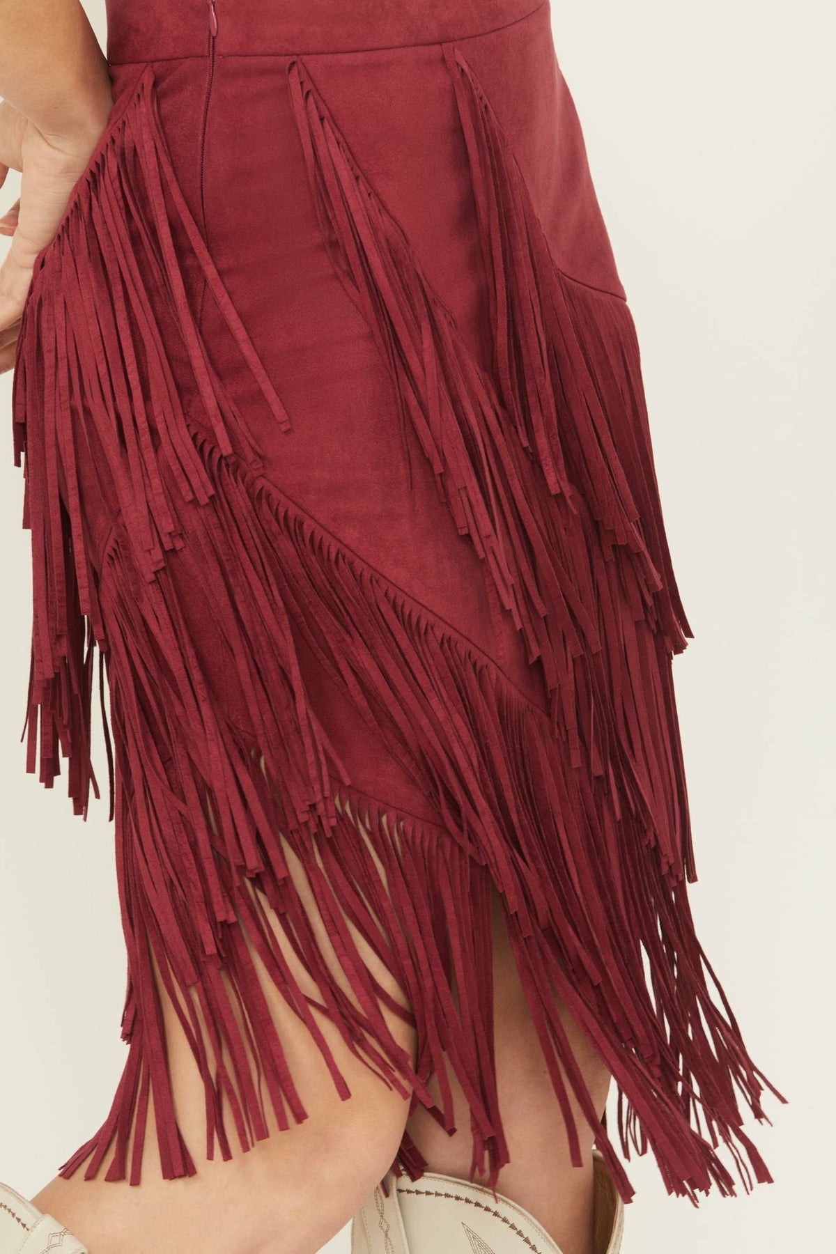 Women Tina Faux Suede Fringe Midi Skirt | Idyllwind