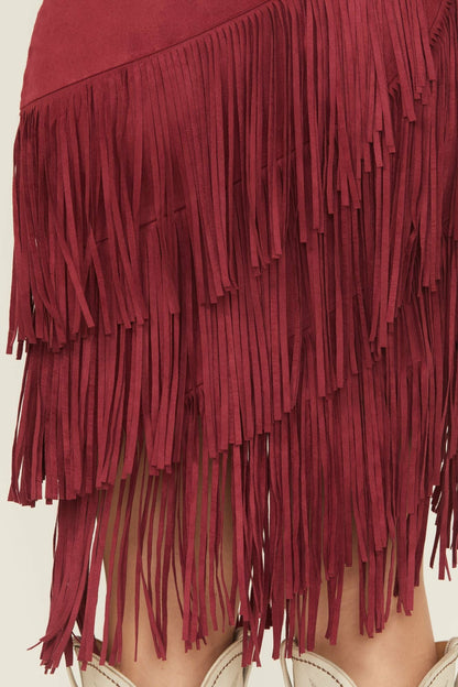 Women Tina Faux Suede Fringe Midi Skirt | Idyllwind
