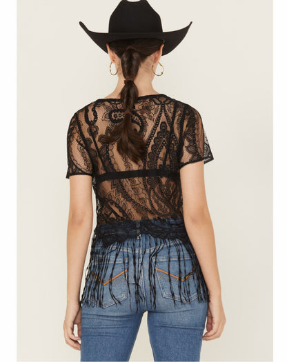 Women Lacey Fringe Short Sleeve Shirt | Idyllwind