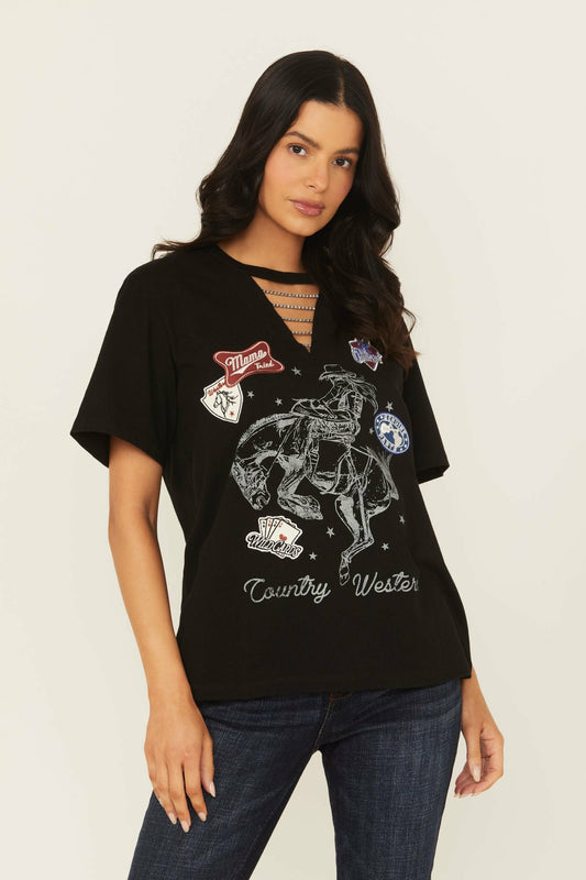 Women Country And Western Embellished Short Sleeve Graphic Tee | Idyllwind