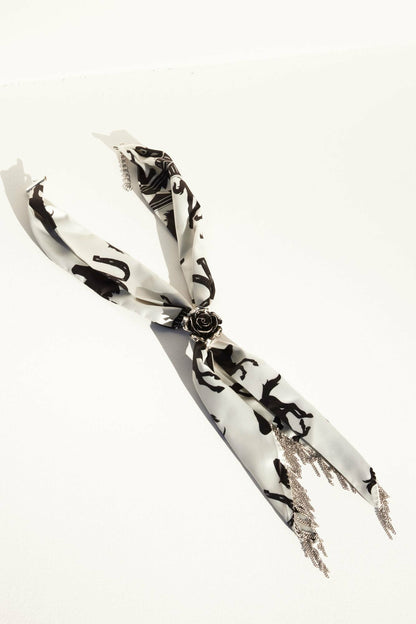 Women Georgia Chain Fringe Bandana Necklace with Rose Slider | Idyllwind