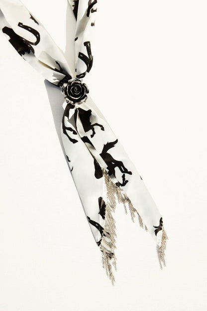 Women Georgia Chain Fringe Bandana Necklace with Rose Slider | Idyllwind