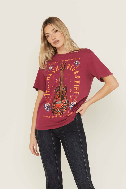 Women Rhinestone Music City Short Sleeve Boyfriend Graphic Tee | Idyllwind