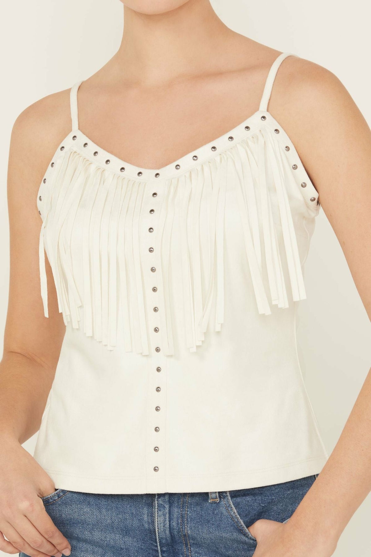 Women Studded Fringe Faux Suede Tank Top | Idyllwind