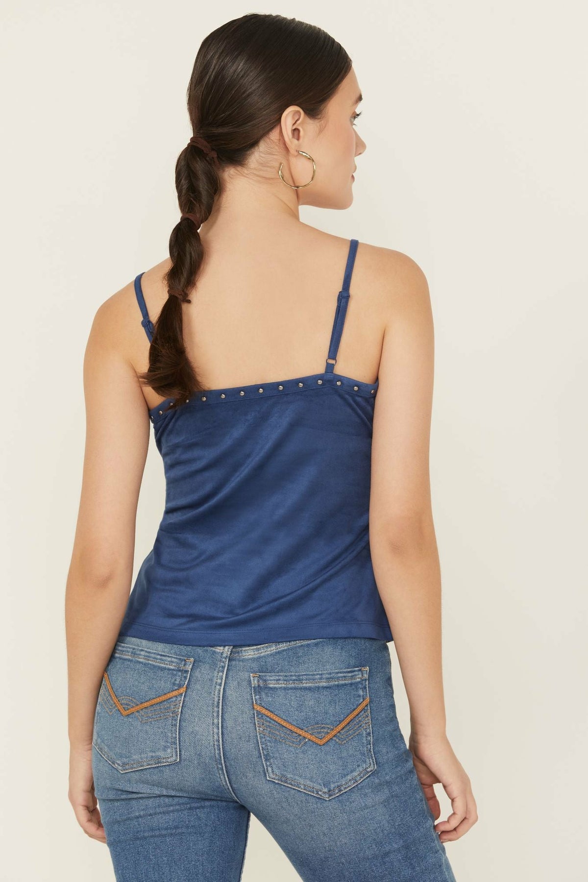 Women Faux Suede Studded Fringe Sleeveless Tank Top | Idyllwind