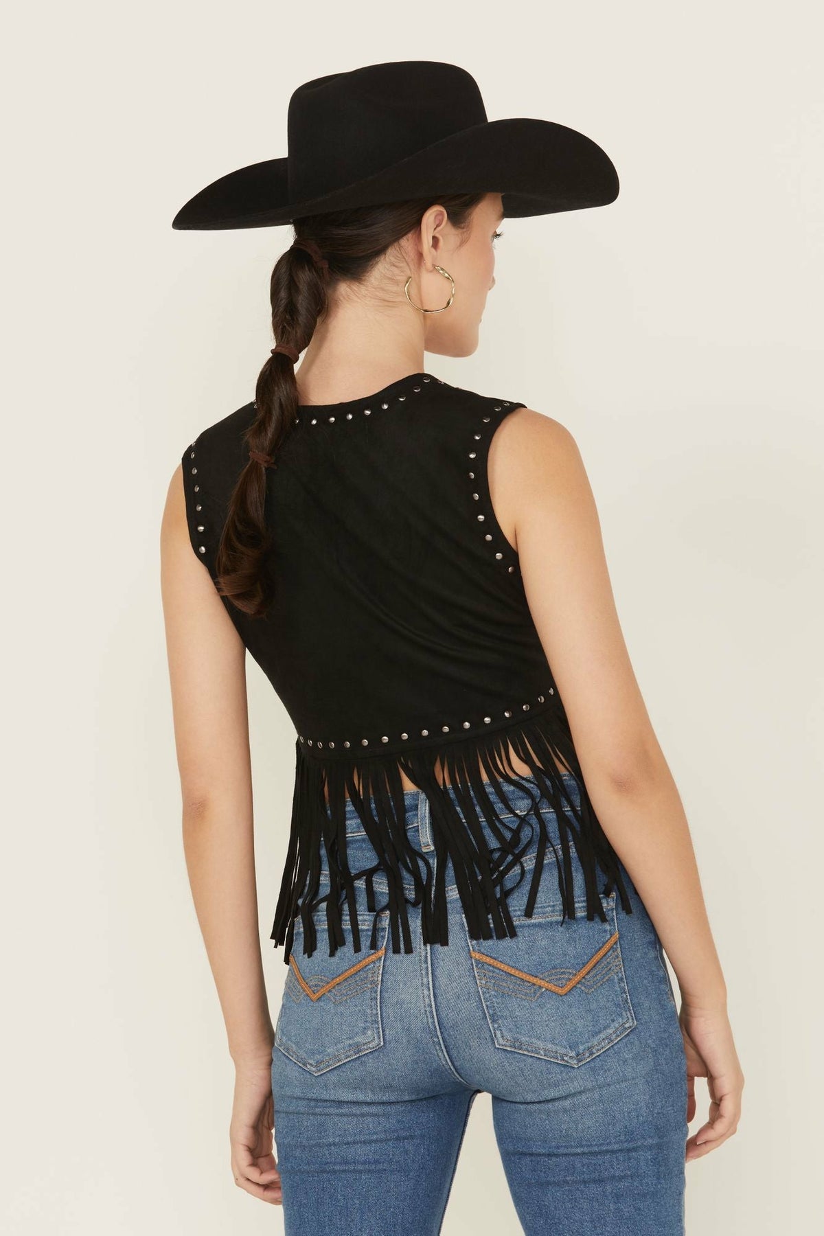 Women Embellished Faux Suede Cropped Fringe Vest | Idyllwind