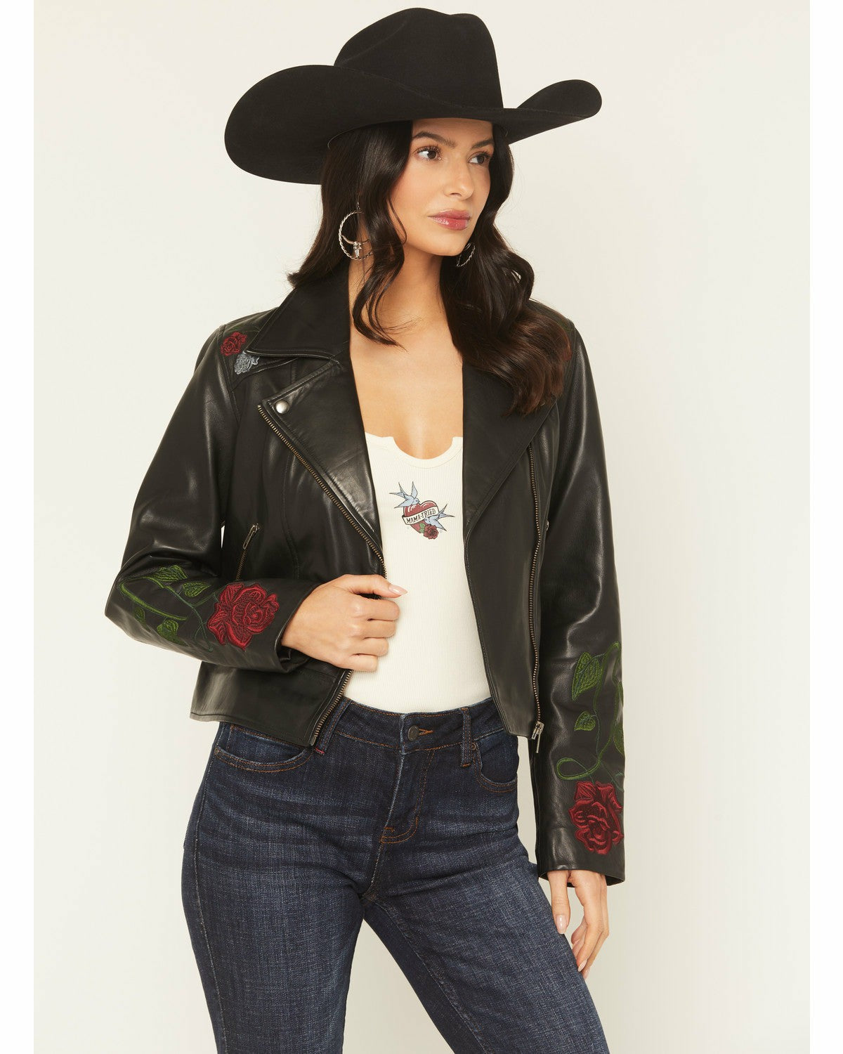 Women Glenrose Floral Leather Jacket | Idyllwind