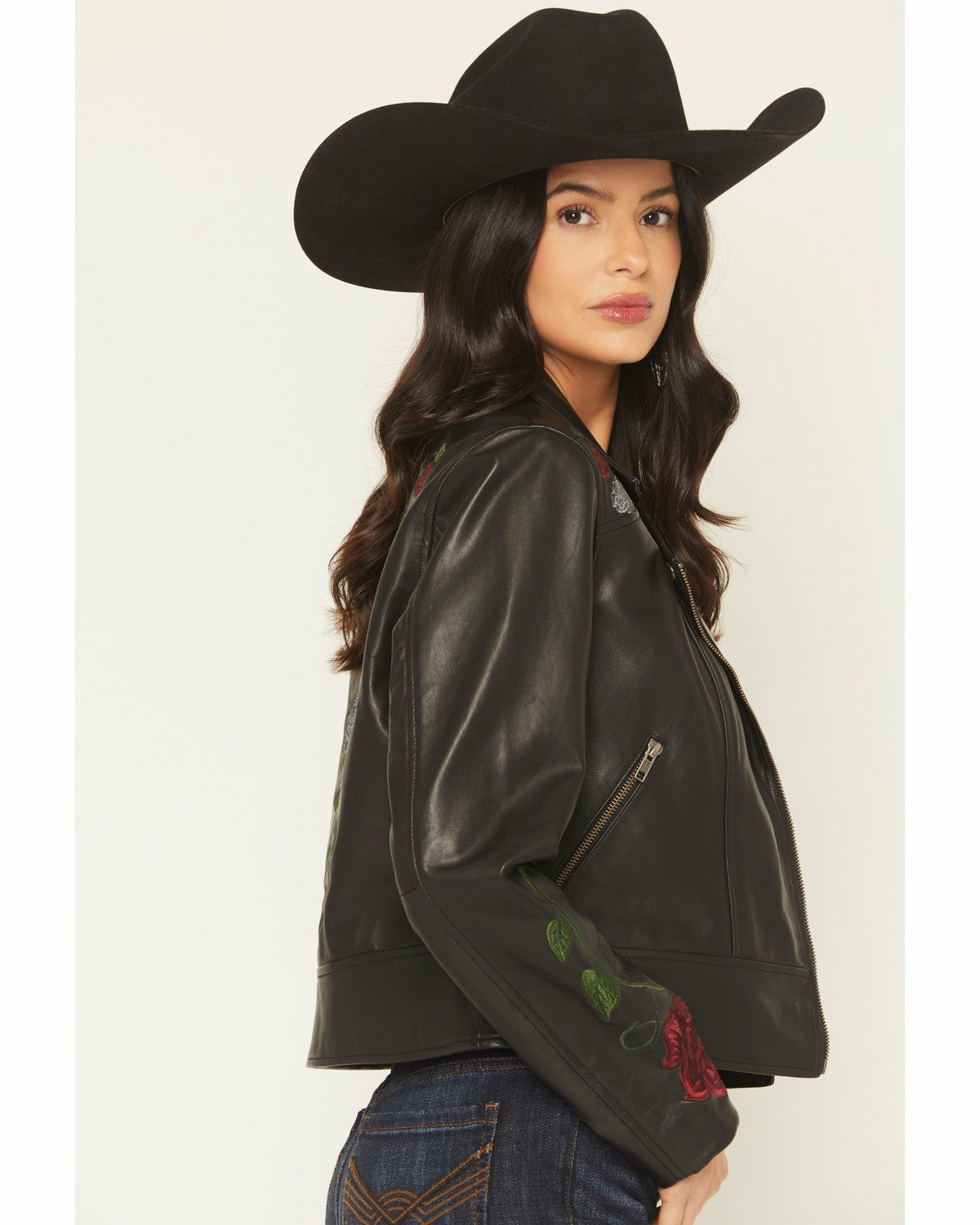 Women Glenrose Floral Leather Jacket | Idyllwind