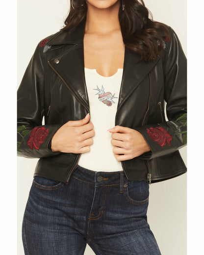 Women Glenrose Floral Leather Jacket | Idyllwind