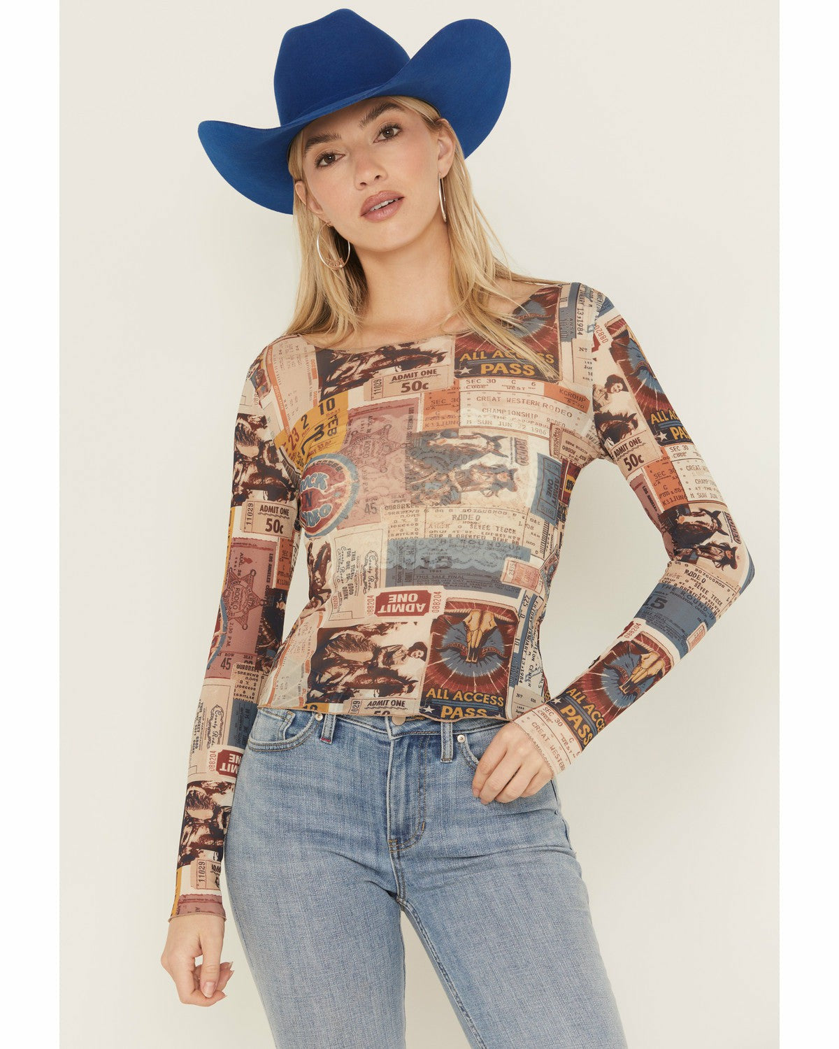 Women Rodeo Ticket Long Sleeve Mesh Shirt | Idyllwind