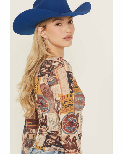 Women Rodeo Ticket Long Sleeve Mesh Shirt | Idyllwind