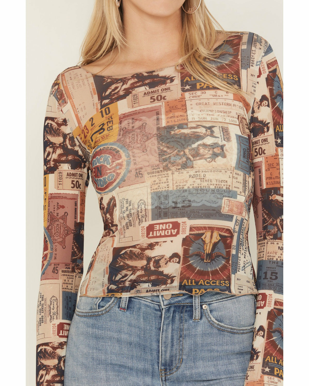 Women Rodeo Ticket Long Sleeve Mesh Shirt | Idyllwind