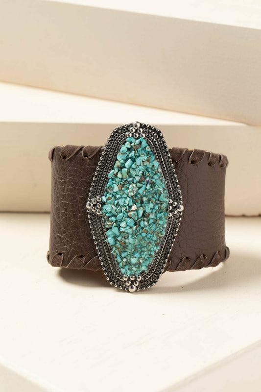 Women Leather And Gem Cuff Bracelet | Idyllwind