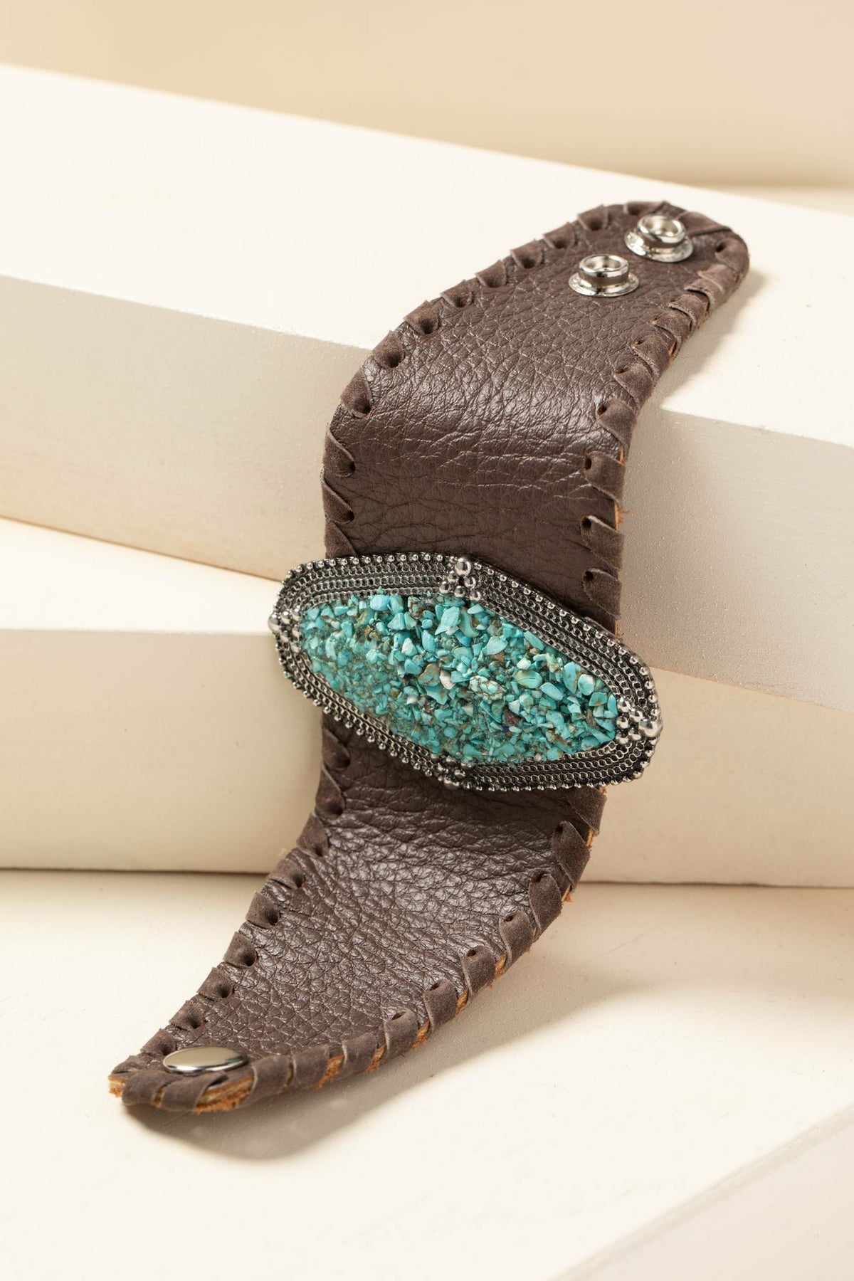 Women Leather And Gem Cuff Bracelet | Idyllwind