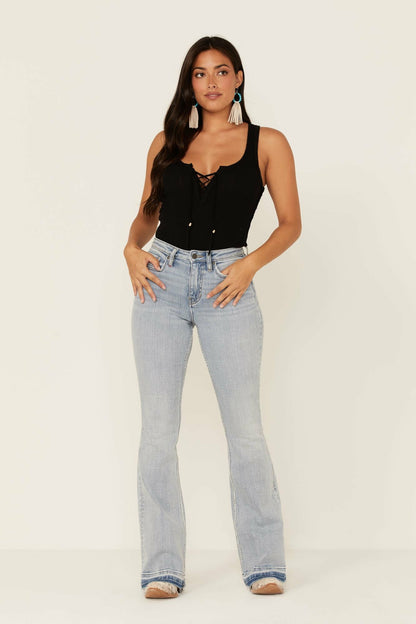 Women Light Wash Mustang High Risin Released Hem Flare Jeans | Idyllwind