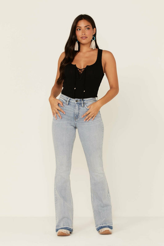 Women Light Wash Mustang High Risin Released Hem Flare Jeans | Idyllwind