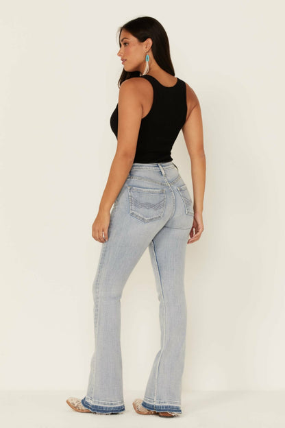 Women Light Wash Mustang High Risin Released Hem Flare Jeans | Idyllwind