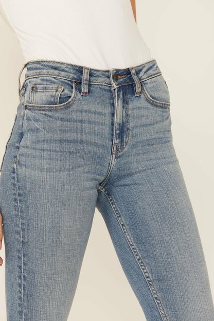 Women Medium Wash Old West High Risin Released Hem Flare Jeans | Idyllwind