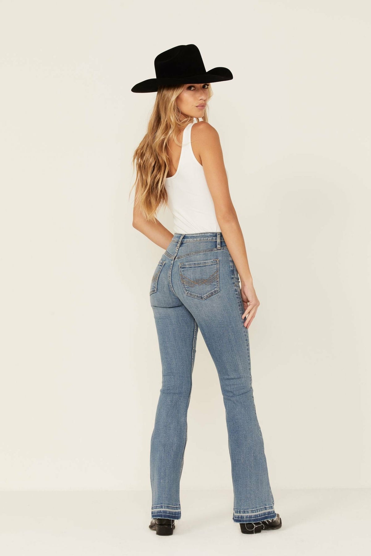 Women Medium Wash Old West High Risin Released Hem Flare Jeans | Idyllwind