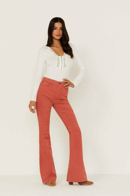 Women High Risin' Hot Sauce Stretch Signature Back Pockets Flare Corduroy Jeans | Idyllwind