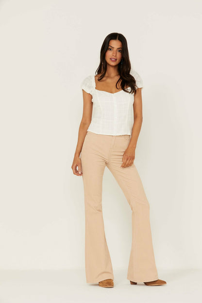 Women High Risin' Irish Cream Signature Back Pockets Corduroy Flare Jeans | Idyllwind